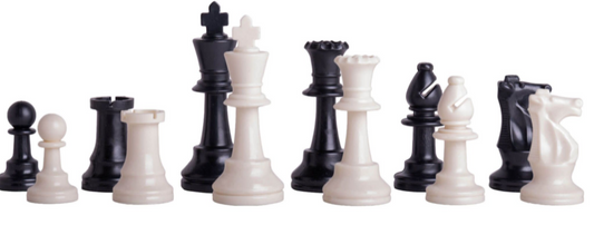 Triple Weighted Regulation Plastic Chess Pieces With 3.75" King - Black & White