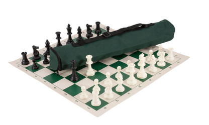 Quiver Chess Set Combination - Triple Weighted Regulation Pieces | Vinyl Chess Board | Quiver Bag