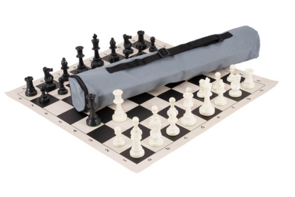 Quiver Chess Set Combination - Triple Weighted Regulation Pieces | Vinyl Chess Board | Quiver Bag
