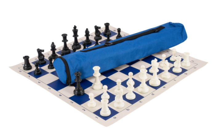 Quiver Chess Set Combination - Solid Plastic Regulation Pieces | Vinyl Chess Board | Quiver Bag
